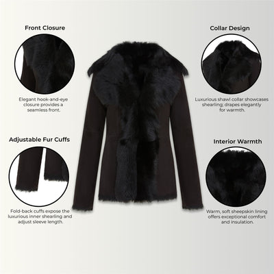 Women's Sheepskin Toscana Shearling Suede Leather Jacket - Noiré