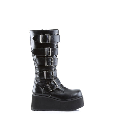 Demonia Trashville 518 Black Vegan Leather Mid Calf Boots