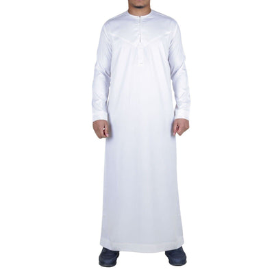 Men's Thobe Robe Satin Emirati Islamic Jubba Eid Regular Fit