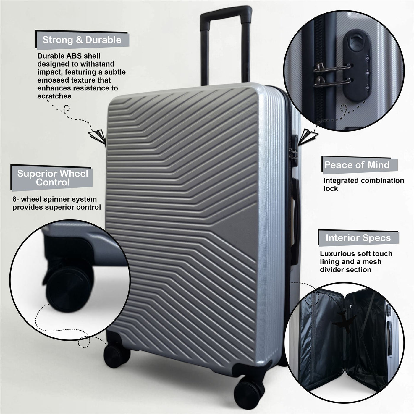 Hard Shell Cabin  48 x 37 x 20 cm Luggage Suitcase Suitable for Easyjet, Ryanair