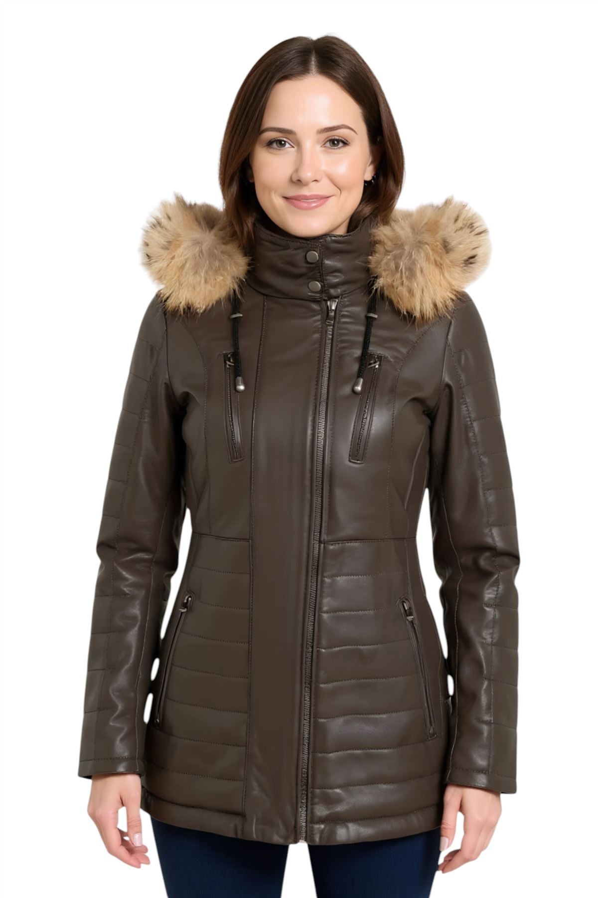 Giacca parka in pelle trapuntata da donna - Curitiba