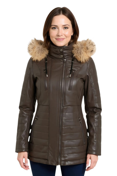 Giacca parka in pelle trapuntata da donna - Curitiba