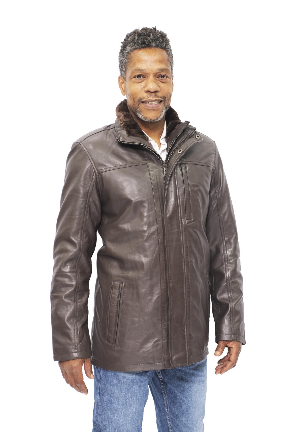 Mens Leather Mid Length Coat-Hanoi