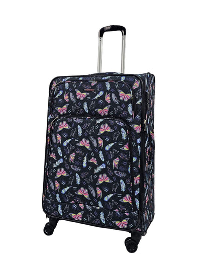 Lightweight Print Suitcases 8 Wheel Luggage Travel Soft Bags Set