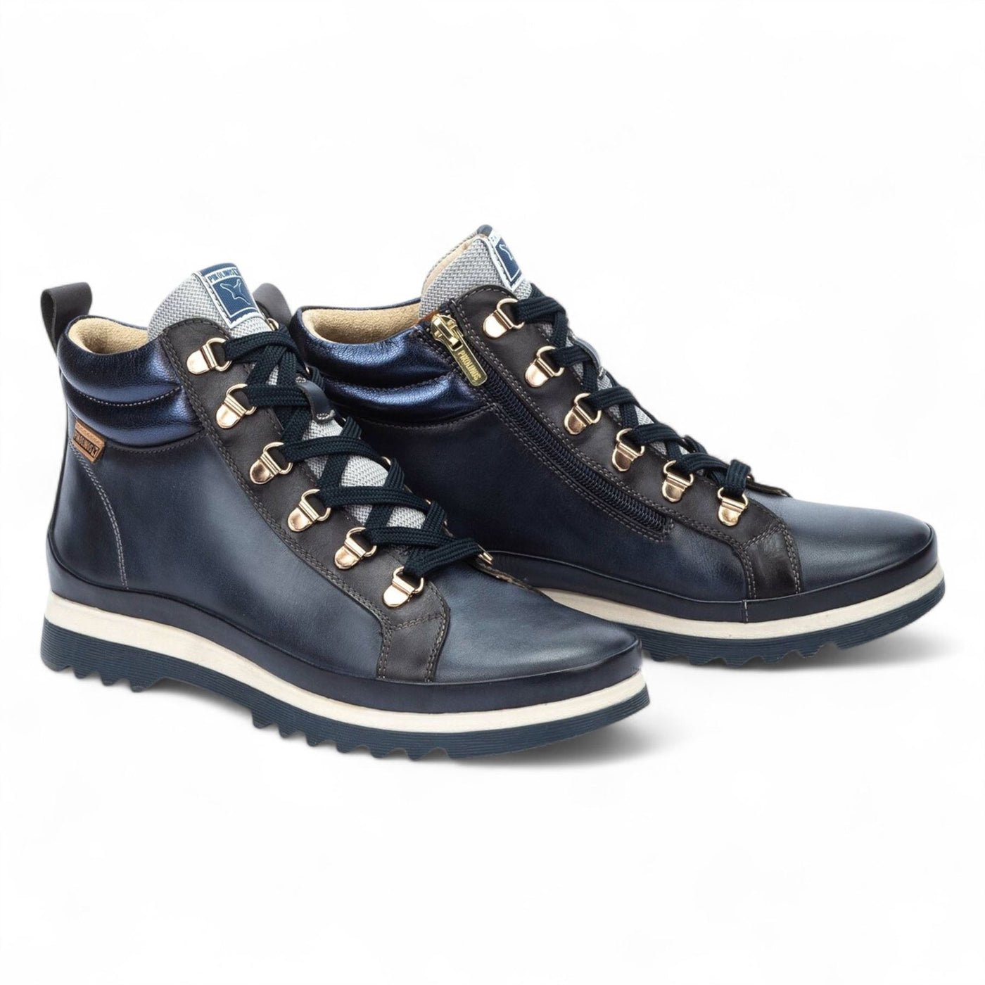 Pikolinos Women’s Blue Leather Ankle Trainers Boots - Vigo