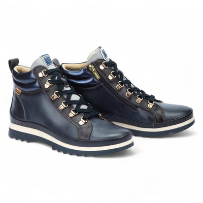 Pikolinos Women’s Blue Leather Ankle Trainers Boots - Vigo