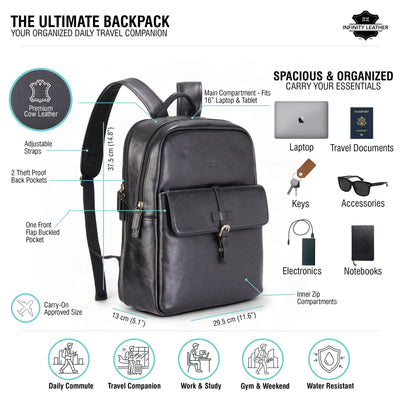 Genuine Leather Vintage Laptop Backpack Travel Bag - Cove
