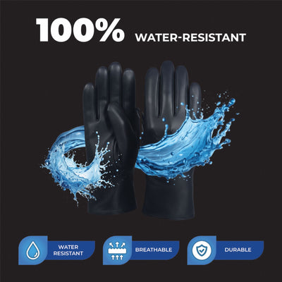 Womens Italian Leather Winter Stitch Line Design Soft Wool Lining Gloves - L-GLV-301