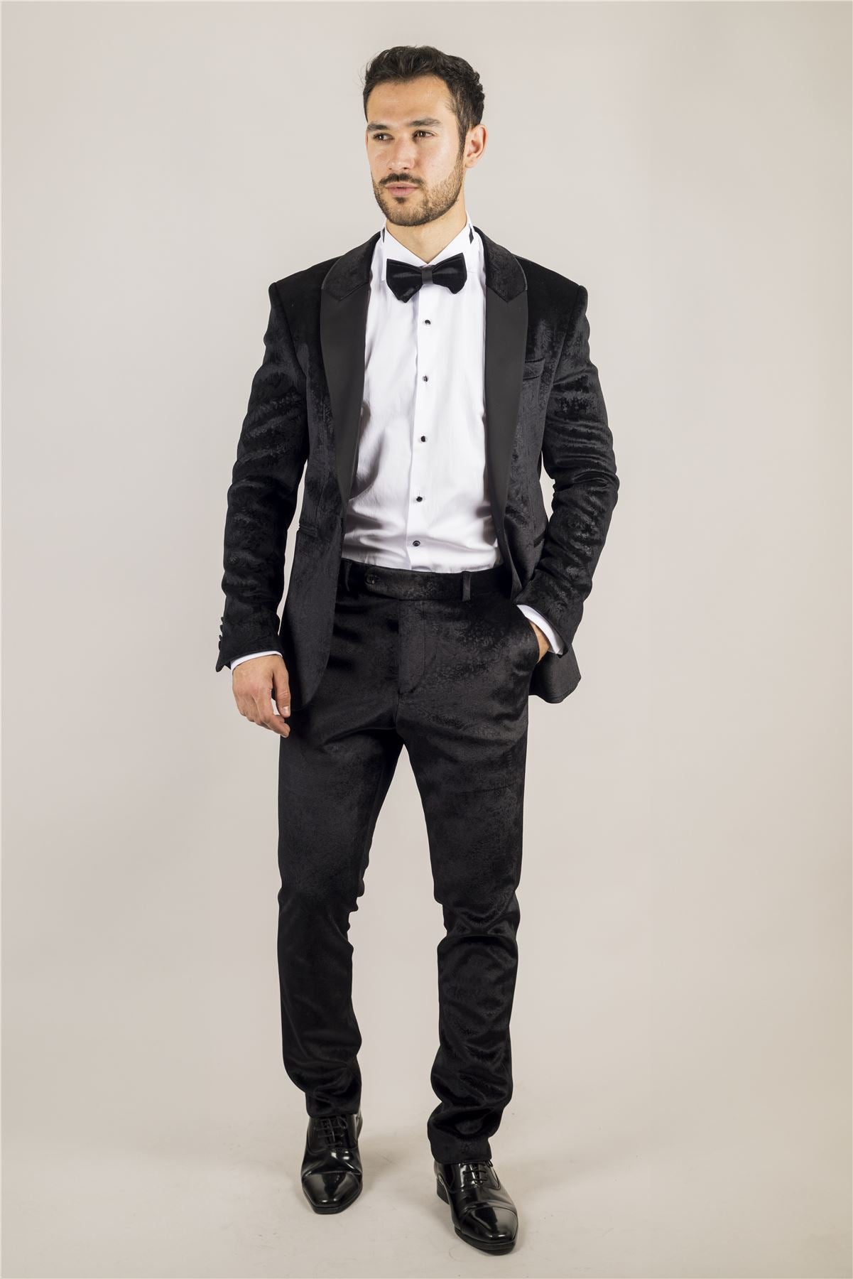 Men's Black 3 Piece Velvet Wedding Tuxedo Formal Suit
