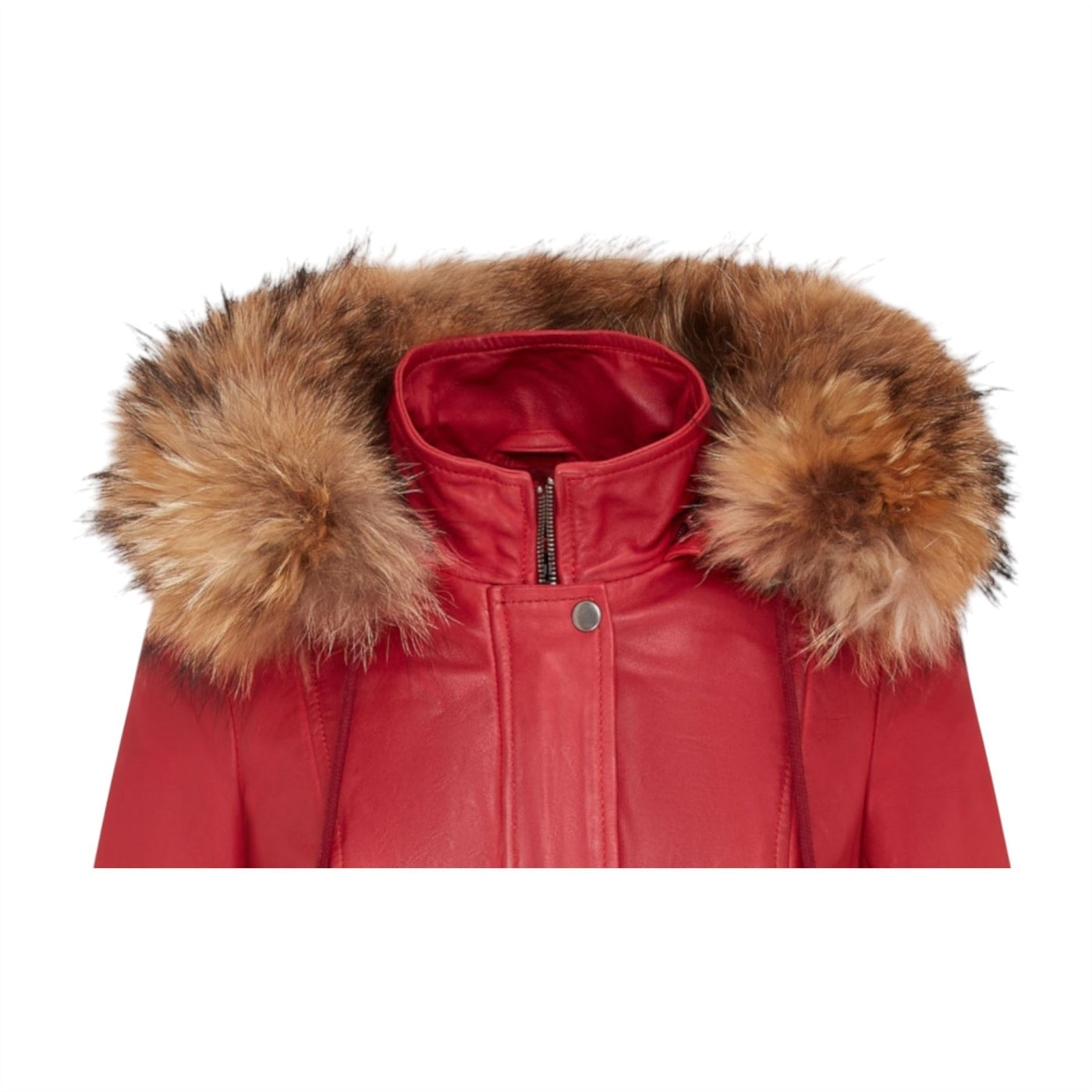 Parka da donna in pelle con cappuccio-Putian