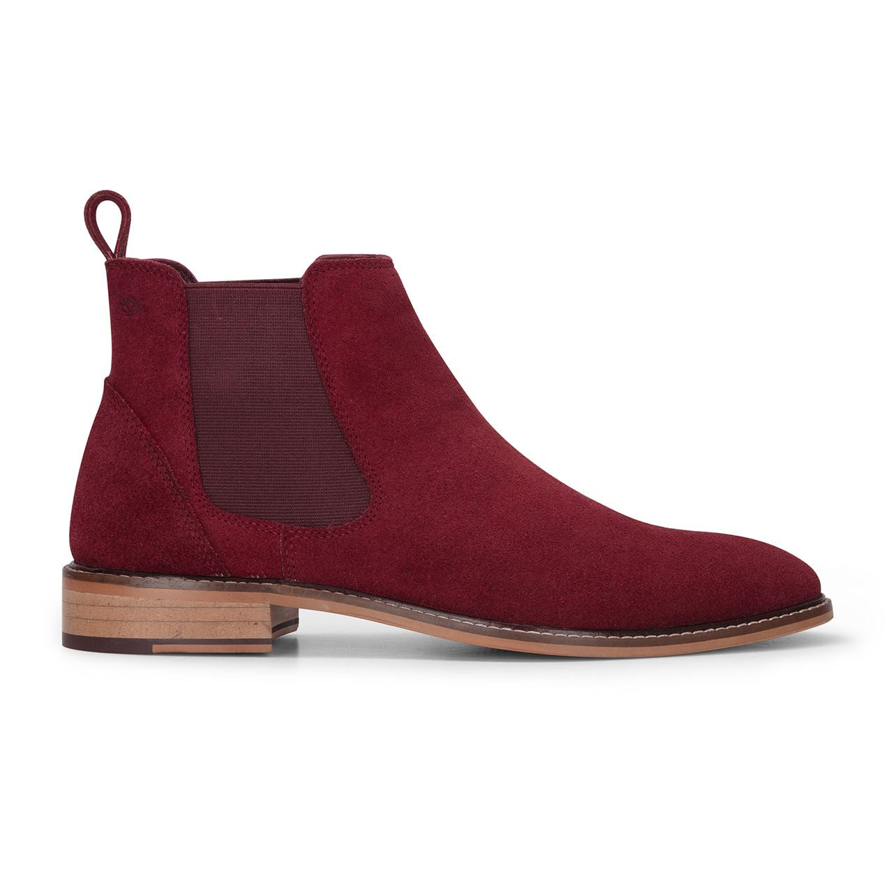 London Brogues Men's Burgundy Suede Leather Chelsea Boots