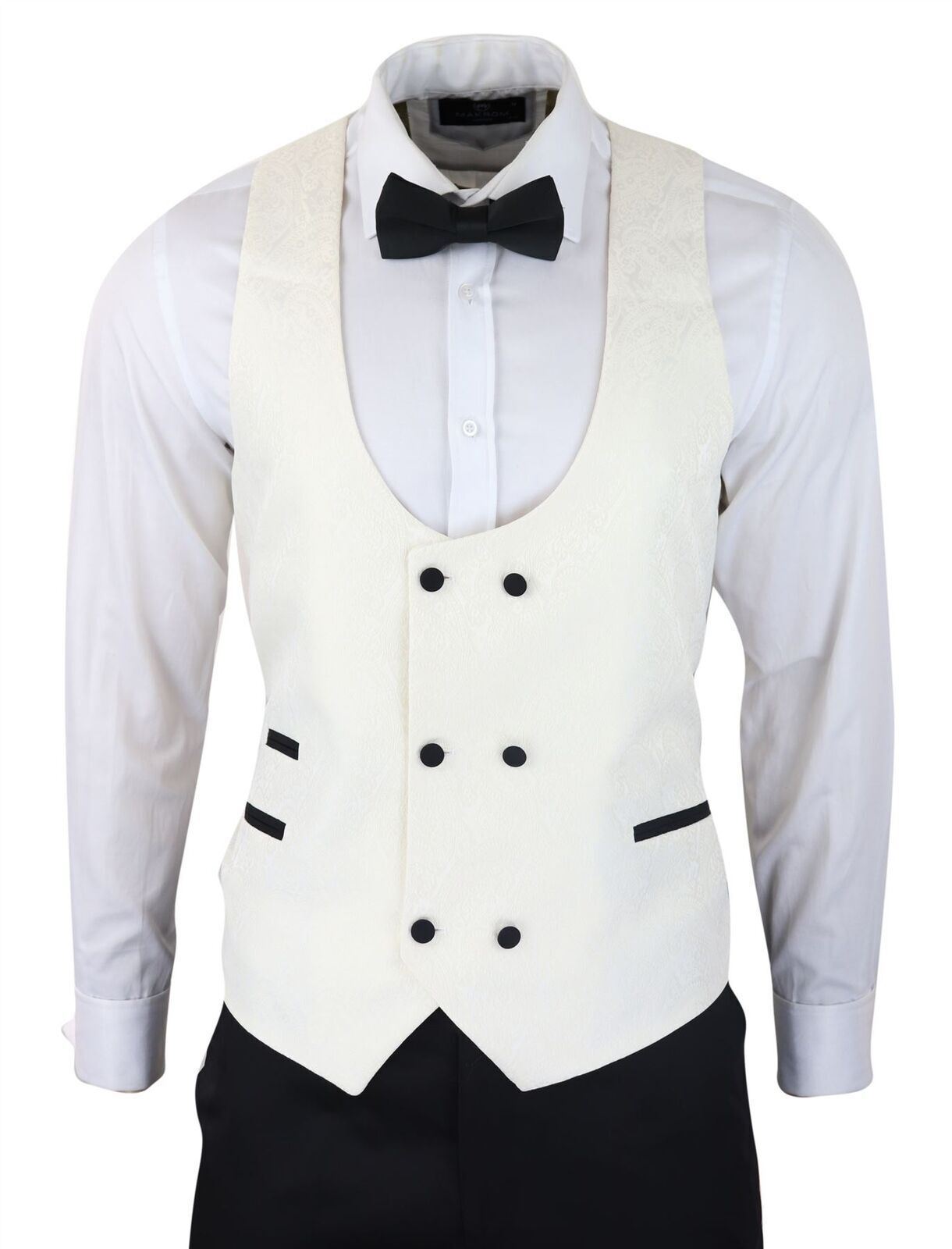 Mens Beige Tuxedo Blazer Waistcoat Brocade Ivory Satin Paisley Dinner Jacket