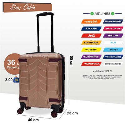 Hard Shell Cabin Suitcase 4 Wheel Luggage Travel Bag