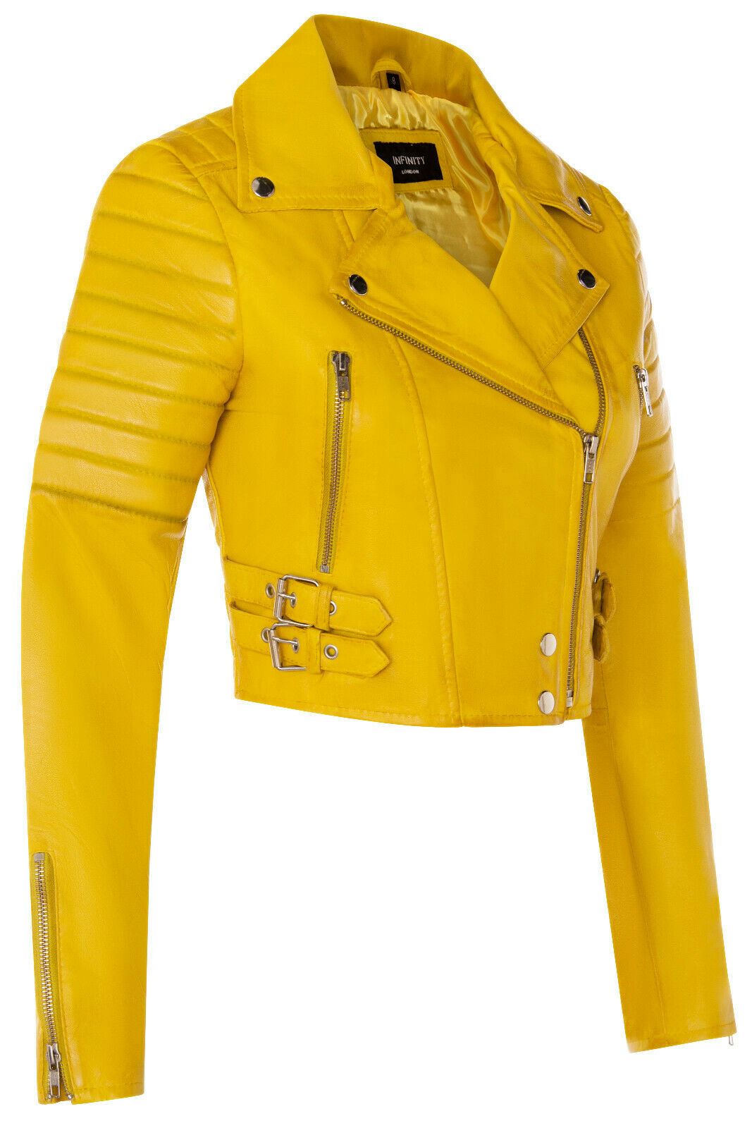 Giacca da motociclista in pelle corta Brando da donna - Damasco
