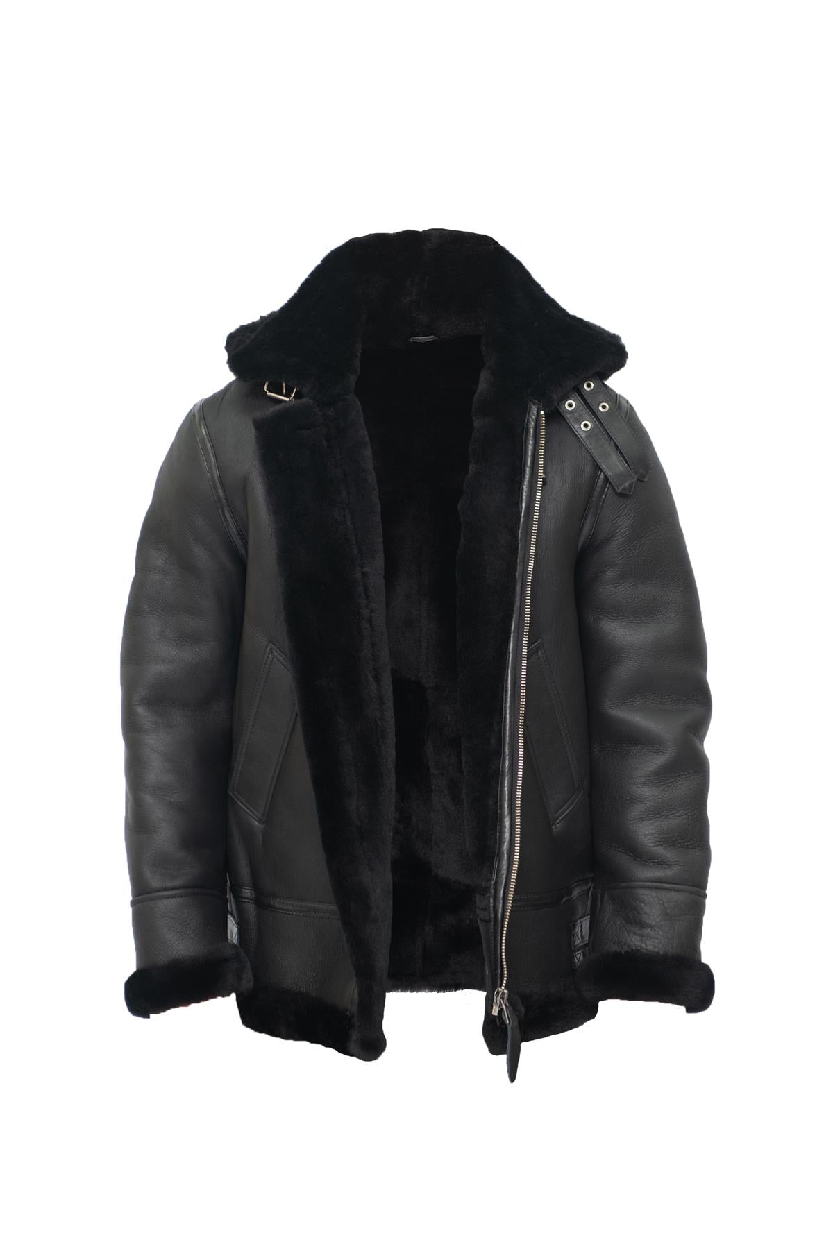 Mens Hooded Sheepskin Leather B3 Flying Jacket-Harwich