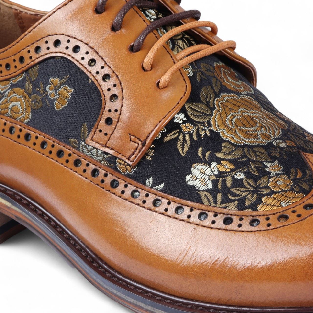 Justin Reess Men's Leather Floral Brogue Shoes - Ross