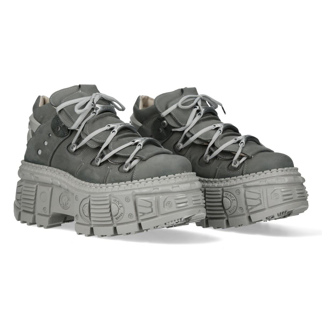 【希少】SILVER STONE XX w36 New Rock M-106WALL-C63 Grey Leather Urban Gothic Ankle Boots