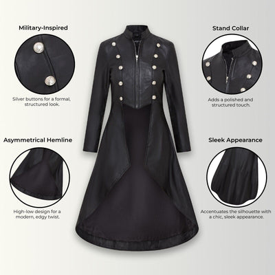 Womens Gothic Full Length Edwardian Leather Coat - Atlanta