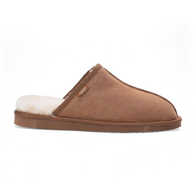 Men's Genuine Sheepskin Chestnut Suede Mule Winter Warm Non-Slip - Highland