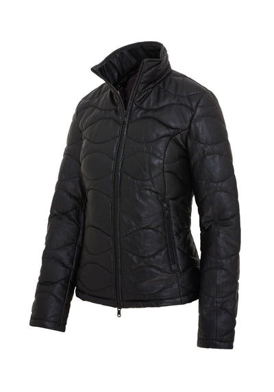 Womens Puffer Quilted Bomber Leather Jacket - Hamar