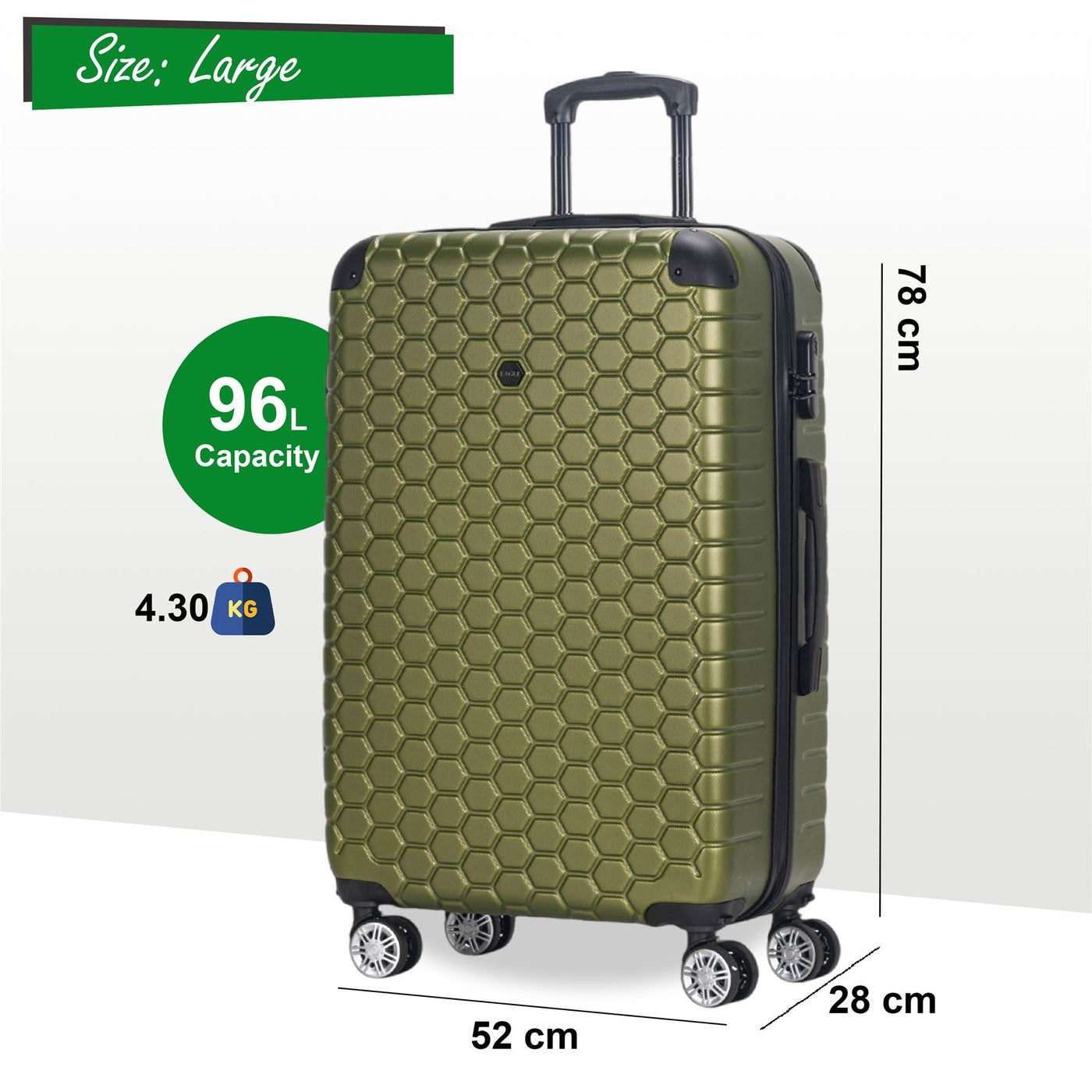 Expandable Hard Shell ABS 8 Wheel Luggage Travel Cabin Holiday Bags Suitcase Set