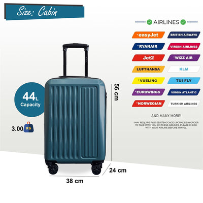 ABS Hard Shell Cabin 56 x 38 x 24 cm Suitcase Suitable for Easyjet, Ryanair