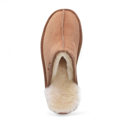 Men's Genuine Sheepskin Chestnut Suede Mule Winter Warm Non-Slip - Highland