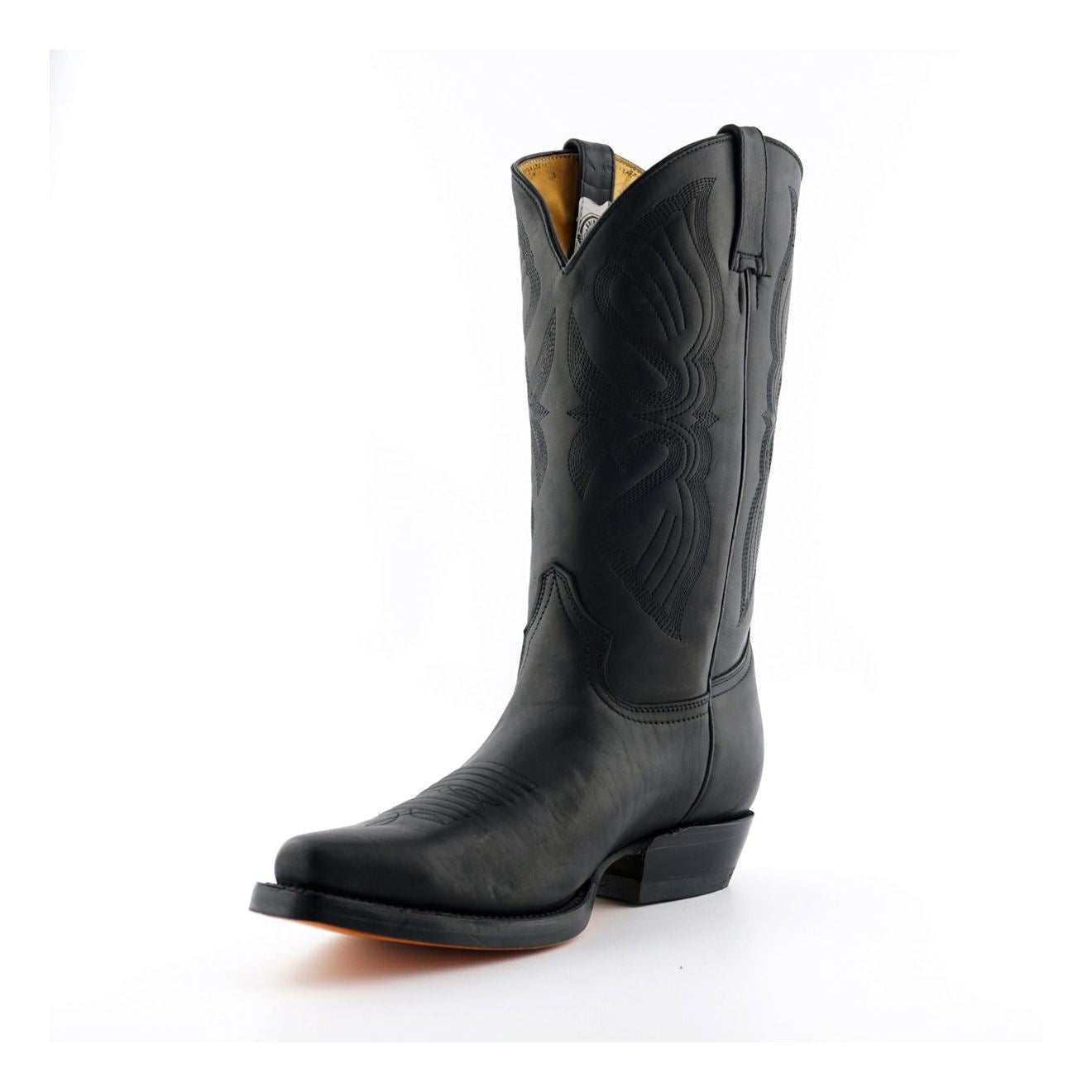 Grinders Mens Black Cowboy Leather Boots- Louisiana