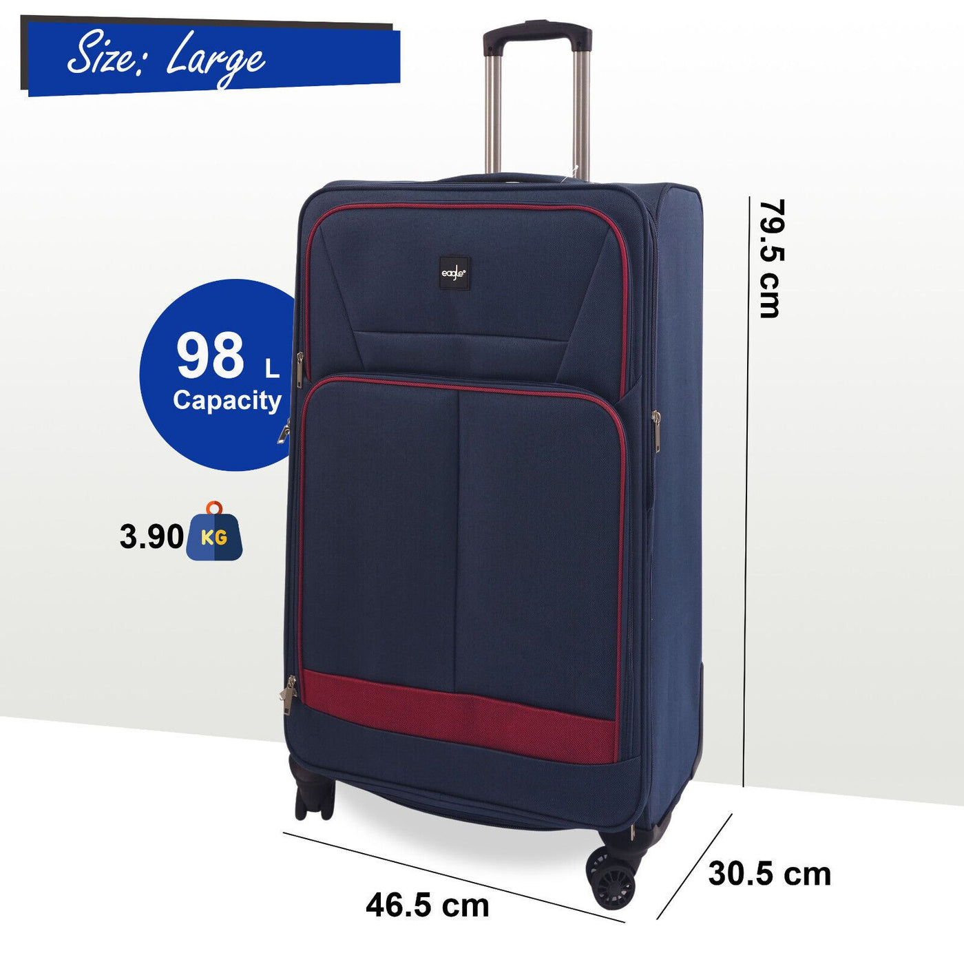 Soft 3 pcs Luggage Suitcase Set Cabin Light Travel Bags