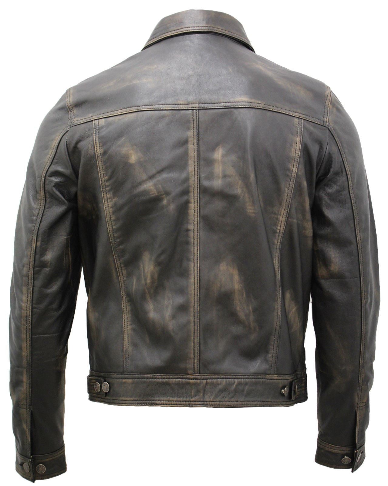 Men’s Retro Leather Trucker Jacket-Constantine