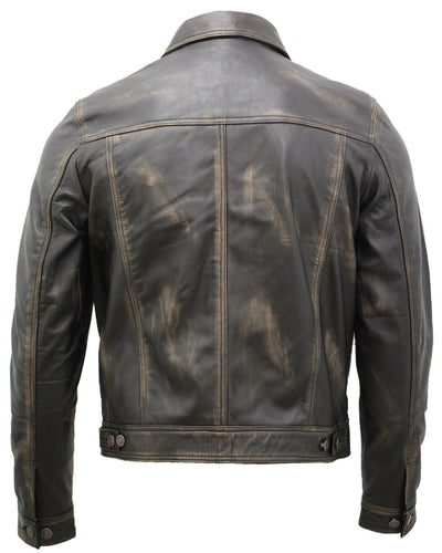Men’s Retro Leather Trucker Jacket-Constantine