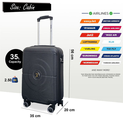Hard Shell ABS Cabin Suitcase 56 x 35 x 20 cm Luggage Suitable for Easyjet, Ryanair