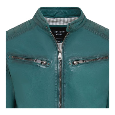 Men's Modern Classic Leather Quilted Biker Jacket - Derry