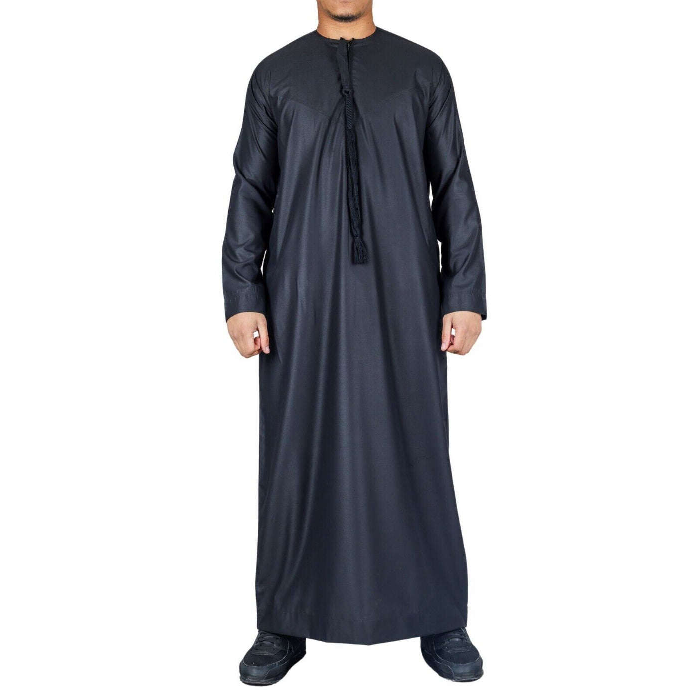 Men's Thobe Emirati Islamic Jubba Robe Eid Tassel Slim Fit