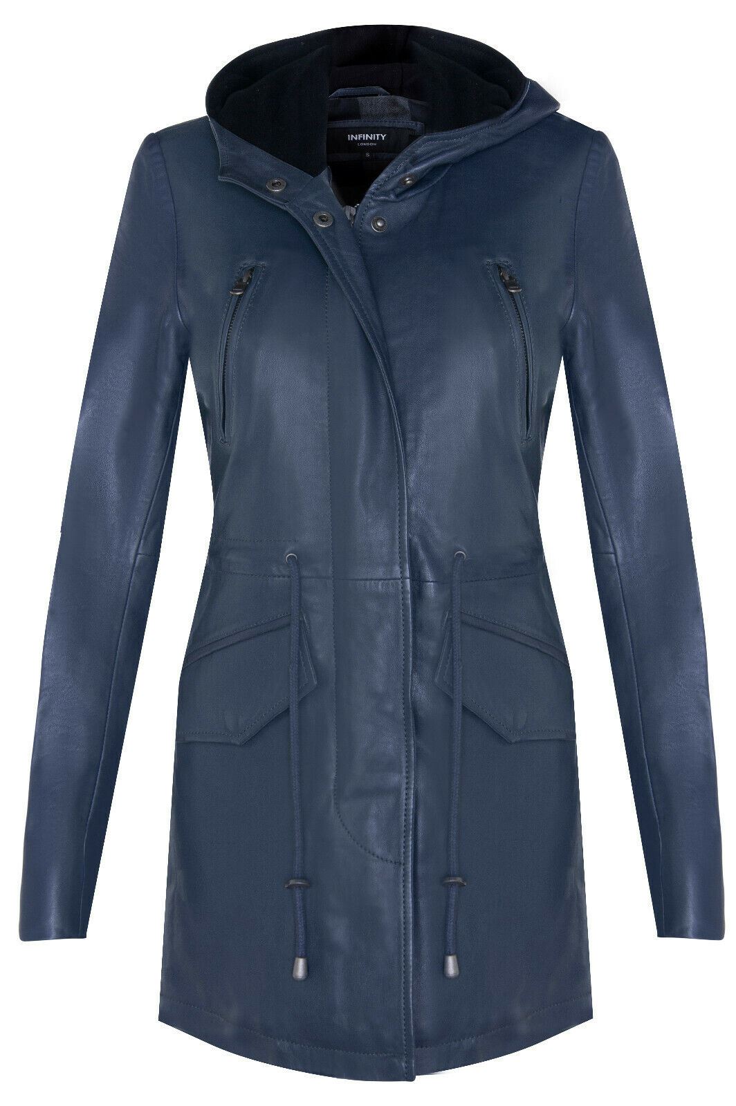 Giacca parka con cappuccio in pelle da donna - Bucarest