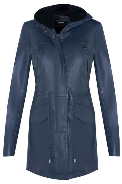 Giacca parka con cappuccio in pelle da donna - Bucarest