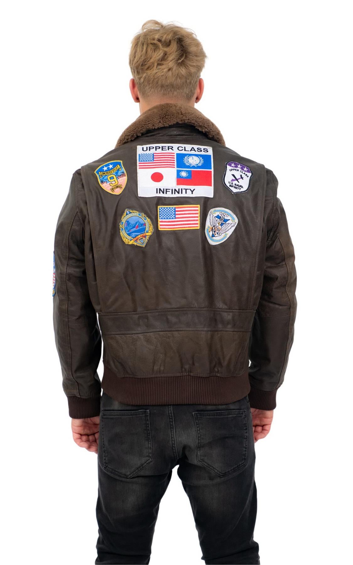 Mens Top Gun A2 Leather Bomber Jacket-San Diego