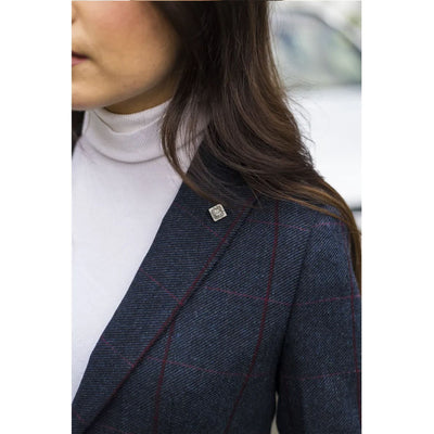 Women's Navy Tweed Tailored Fit Formal Blazer