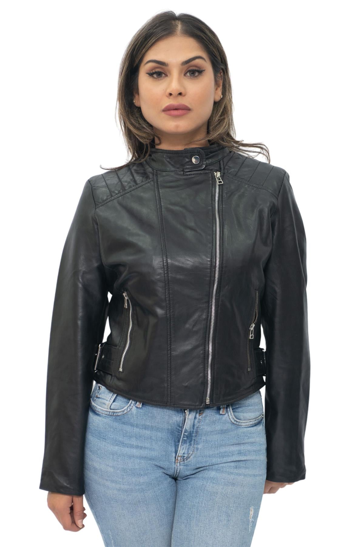 Damen Leder Bikerjacke-Celaya