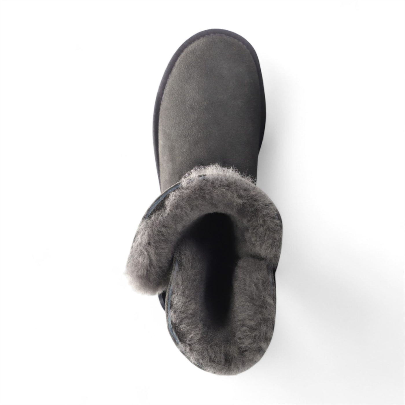 Women's Sheepskin Suede Grey Button Warm Winter Calf Boots - Willow