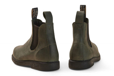 Rossi 607 Booma Moss Olive Green Leather Chelsea Boots