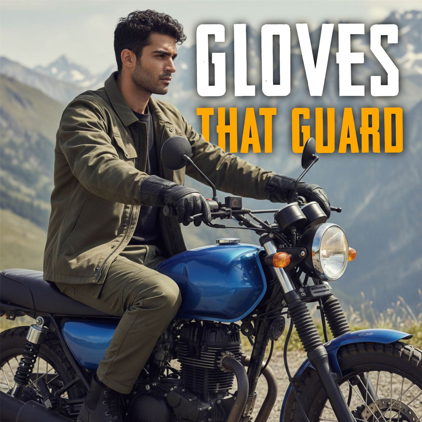 Men's Thermal Motorbike Black Leather Waterproof Biker Protection Gloves