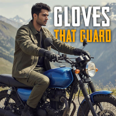 Men's Thermal Motorbike Black Leather Waterproof Biker Protection Gloves