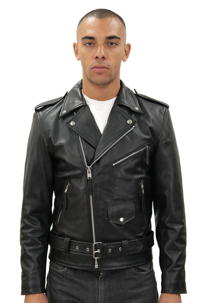 Mens Fringe Hide Leather Biker Jacket- Tokyo