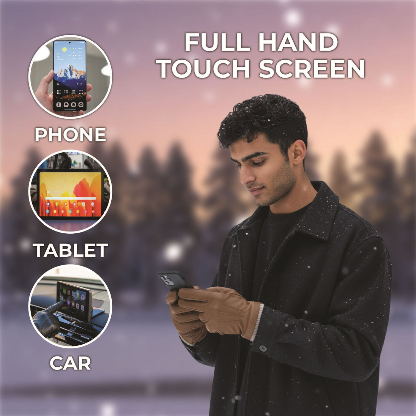 Men’s Italian Leather Warm Wool Lining Winter Gloves - M-LGV-405