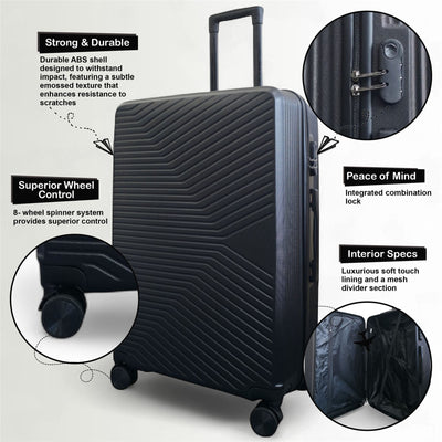 Hardshell Suitcase Set Robust 8 Wheel Luggage Cabin Case Bag