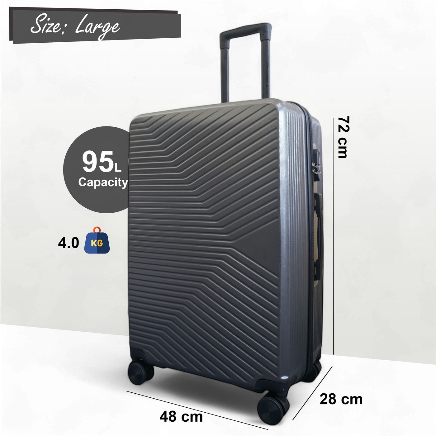 Hardshell Suitcase Set Robust 8 Wheel Luggage Cabin Case Bag