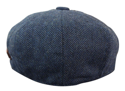 Mens Peaky Blinders Blue Tweed Gatsby Flat Baker Hat