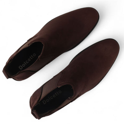 Men's Suede Chelsea Boots Real Leather Lined Slip-On