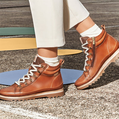 Pikolinos Women’s Brandy Brown Leather Ankle Trainers Boots - Vigo